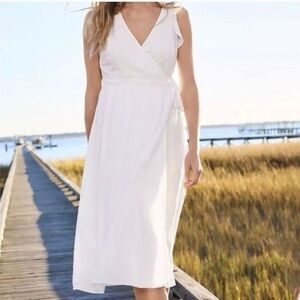 Loft Clip Ruffle Sleeve Wrap Midi Dress